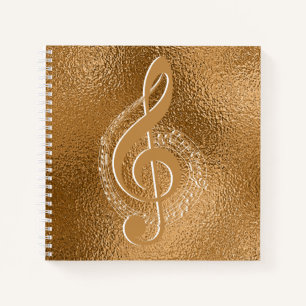 Elegant Gold Bronze Metallic Music Note  Notebook
