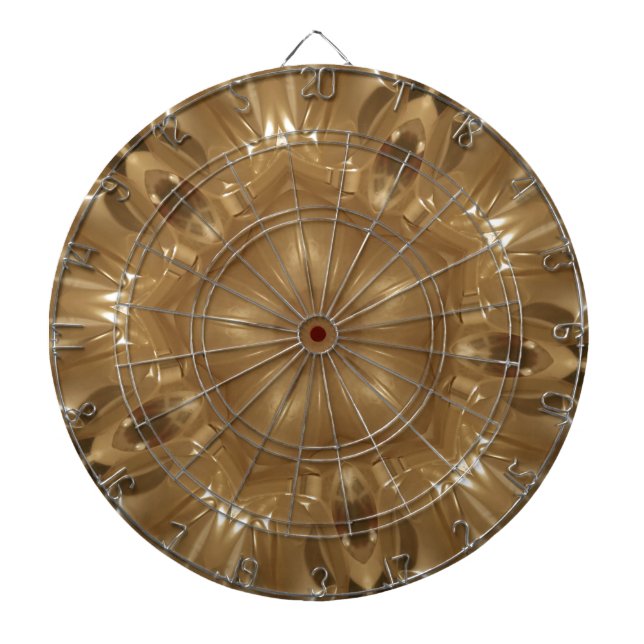 Elegant Gold Brown Kaleidoscope Star Design Dartboard (Front)