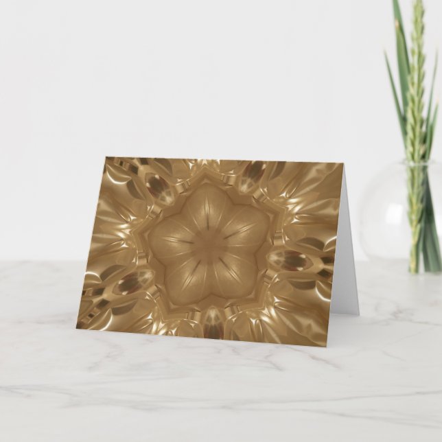 Elegant Gold Brown Kaleidoscope Star Design Holiday Card (Front)