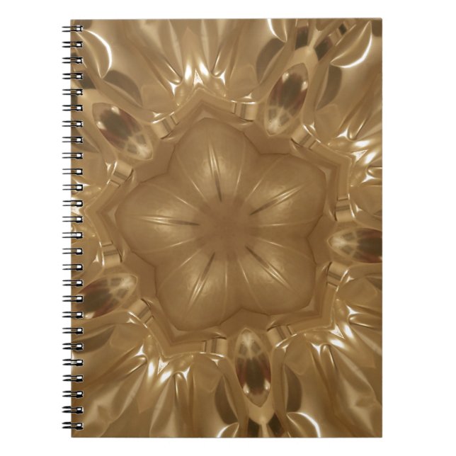 Elegant Gold Brown Kaleidoscope Star Design Notebook (Front)