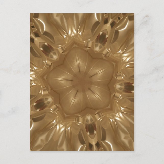 Elegant Gold Brown Kaleidoscope Star Design Postcard (Front)