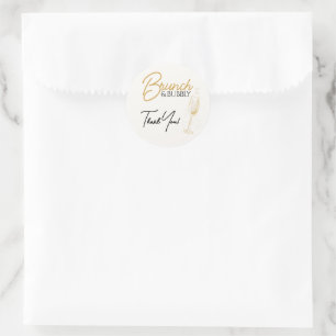 Elegant Gold Brunch & Bubbly Bridal Shower  Classic Round Sticker