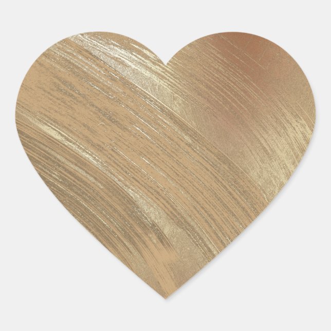 Elegant Gold Brush Strokes  Heart Sticker (Front)