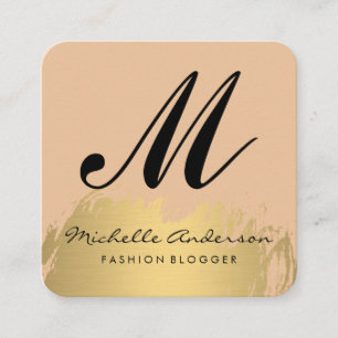 Elegant Gold Brushed   Fashionista Square Business Card