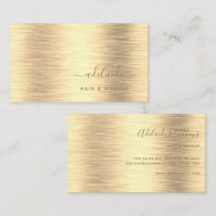 Elegant Gold Brushed Metallic Monogram Name Script Business Card