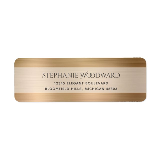 Elegant Gold Brushed Metallic Return Address (Front)