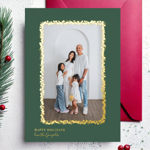 Elegant Gold Bubbles Frame Christmas Photo Foil Holiday Card