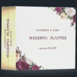 Elegant Gold, Burgundy Floral Wedding Binder<br><div class="desc">Burgundy flowers on white background.</div>