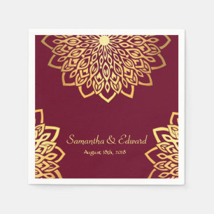 Elegant Gold Burgundy Wedding Napkin