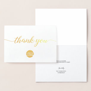Elegant Gold Business logo Thank you Foil Card