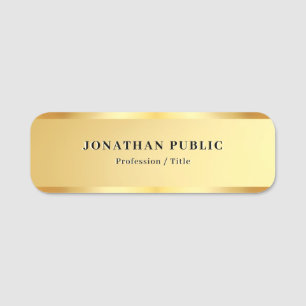 Elegant Gold Business Modern Simple Template Name Tag