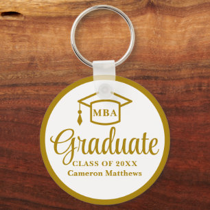 Elegant Gold Business School Graduation MBA Keychain