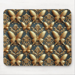 Elegant Gold Butterflies Pattern Mouse Pad