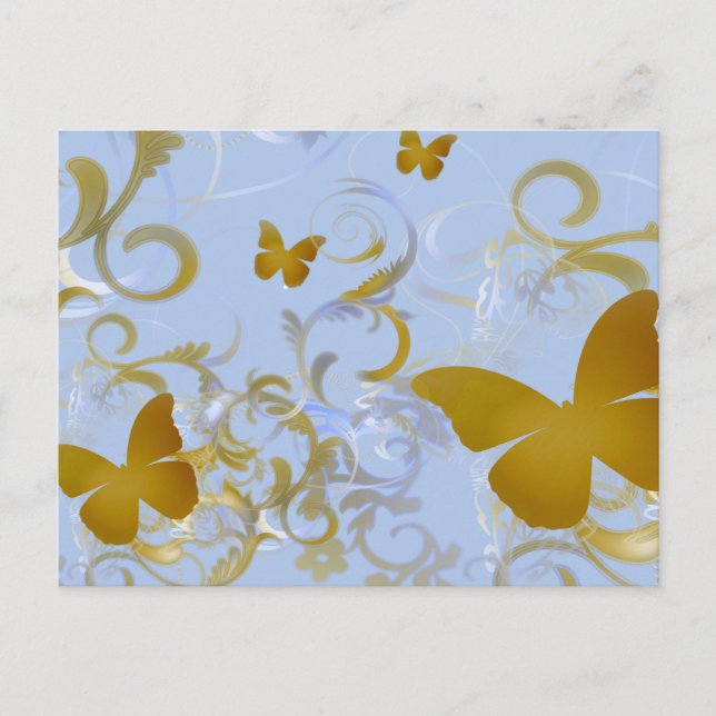 Elegant Gold Butterflies Postcard (Front)