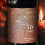 Elegant Gold Butterfly Birthday Wine Label<br><div class="desc">Elegant wine label featuring gold stylized floral swirls and butterflies on an artistic background.
Beautiful for a birthday celebration and customizable for any other event or occasion.</div>