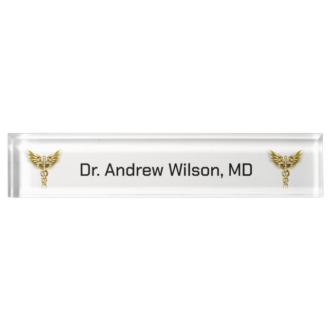 Elegant Gold Caduceus Medical Doctor  Nameplate (Front)
