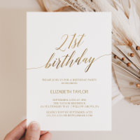 Elegant Gold Calligraphy 21st Birthday