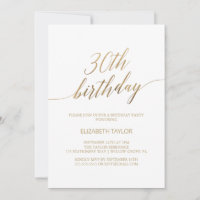 Elegant Gold Calligraphy 30th Birthday