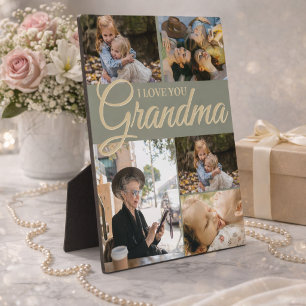 Elegant Gold Calligraphy 5-Photo Mother's Day Plaque