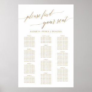 Elegant Gold Calligraphy 90+ Guest Seating Chart