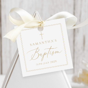 Elegant Gold Calligraphy Baptism Favour Tags