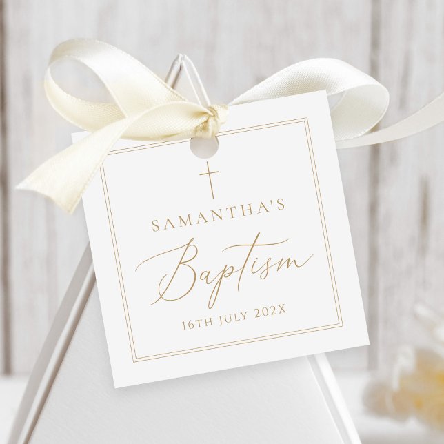 Elegant Gold Calligraphy Baptism Favour Tags (Creator Uploaded)