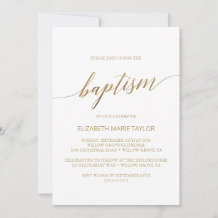 Elegant Gold Calligraphy Baptism Invitation