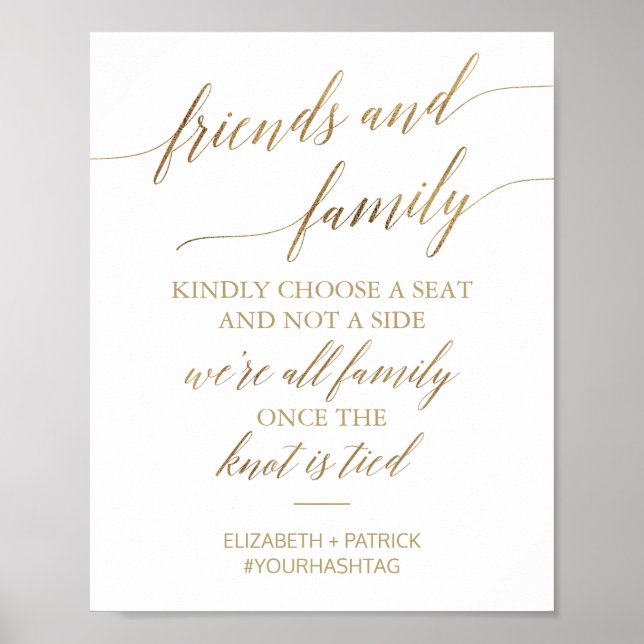 Elegant Gold Calligraphy Choose A Seat Sign (Front)