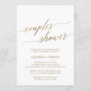 Elegant Gold Calligraphy Couples Shower Invitation