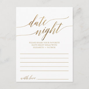 Elegant Gold Calligraphy Date Night Idea Cards
