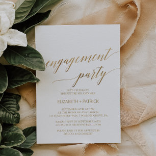 Elegant Gold Calligraphy Engagement Party Invitation