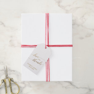 Elegant Gold Calligraphy   Floral Love & Thanks Gift Tags
