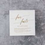 Elegant Gold Calligraphy Fun Facts Wedding Napkins<br><div class="desc">These elegant gold calligraphy fun facts wedding napkins are perfect for a simple wedding reception. The neutral design features a minimalist napkin decorated with romantic and whimsical faux gold foil typography. Personalize the napkins with the names of the bride and groom and a few fun facts about them. These napkins...</div>