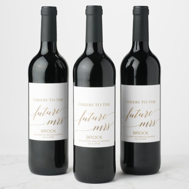 Elegant Gold Calligraphy Future Mrs Wine Label (Bottles)