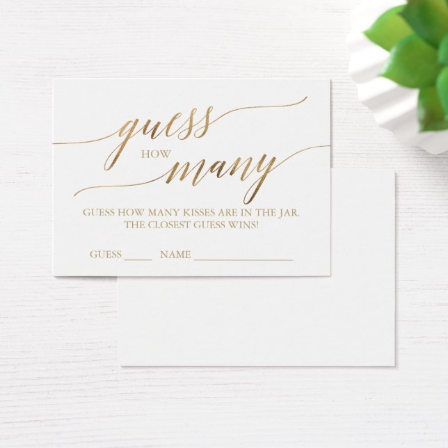 Elegant Gold Calligraphy Guess How Many Kisses (Desk)