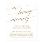 Elegant Gold Calligraphy In Loving Memory Sign