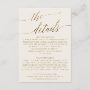 Elegant Gold Calligraphy   Ivory Details Card