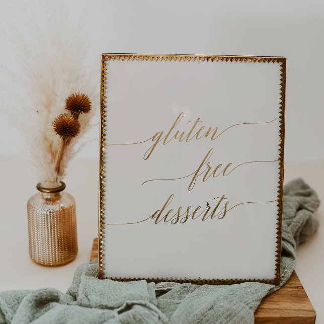 Elegant Gold Calligraphy Ivory Gluten Free Dessert Poster (Creator Uploaded)