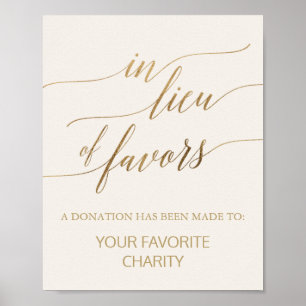 Elegant Gold Calligraphy   Ivory In Lieu Of Favour Poster
