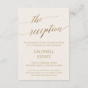 Elegant Gold Calligraphy   Ivory Reception Enclosure Card