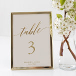 Elegant Gold Calligraphy | Ivory Table Number<br><div class="desc">This elegant gold calligraphy ivory table number card is perfect for a simple wedding. The neutral design features a minimalist card decorated with romantic and whimsical faux gold foil typography. The card prints on the front and back (double-sided). Add each table number that you need to your cart individually. Please...</div>