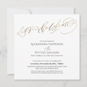 Elegant Gold Calligraphy Let's Celebrate Reception Invitation