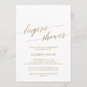 Elegant Gold Calligraphy Lingerie Shower Invitation