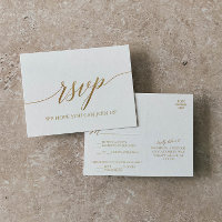 Elegant Gold Calligraphy Menu Choice RSVP Postcard