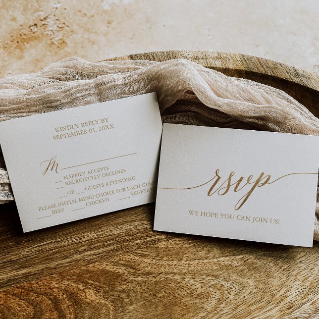 Elégant Gold Calligraphy Menu Choix Carte RSVP (Créateur téléchargé)