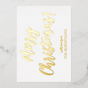 Elegant Gold Calligraphy Merry Christmas Foil Card