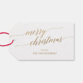 Elegant Gold Calligraphy Merry Christmas Gift Tags (Back Horizontal)