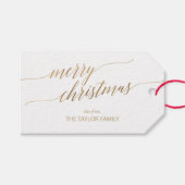Elegant Gold Calligraphy Merry Christmas Gift Tags (Front (Horizontal))