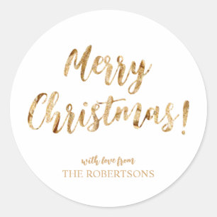 Elegant Gold Calligraphy Merry Christmas Sticker