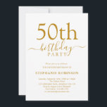 Elegant Gold Calligraphy Modern 50th Birthday Invitation<br><div class="desc">This elegant modern gold calligraphy 50th birthday invitation is perfect for a simple and fun birthday party. Easy to customize all text. Happy Birthday!</div>